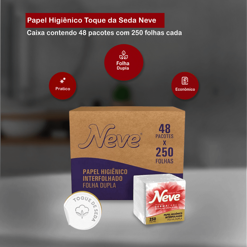 Papel Higienico Dermacare Interfolhado Folha Dupla Pacote com 250 Unidades Neve 102045