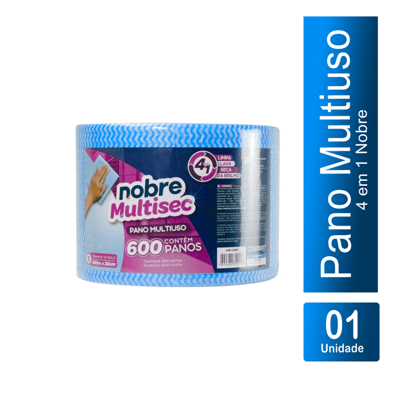 Pano Multiuso Limpeza Azul 20cmx300m Nobre 124170