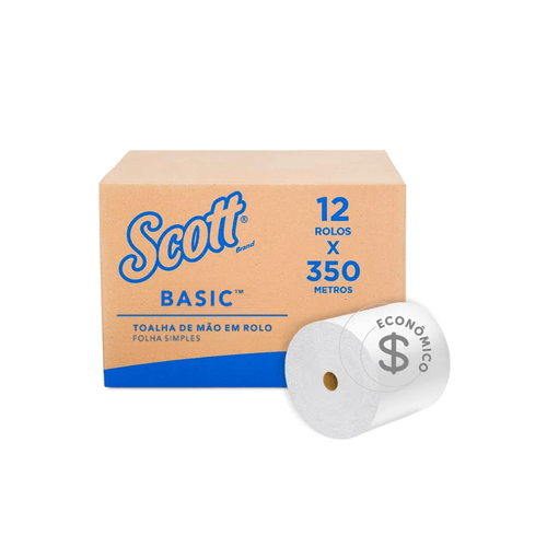 Papel Toalha Bobina Basic Folha Simples 12x20x350 Scott