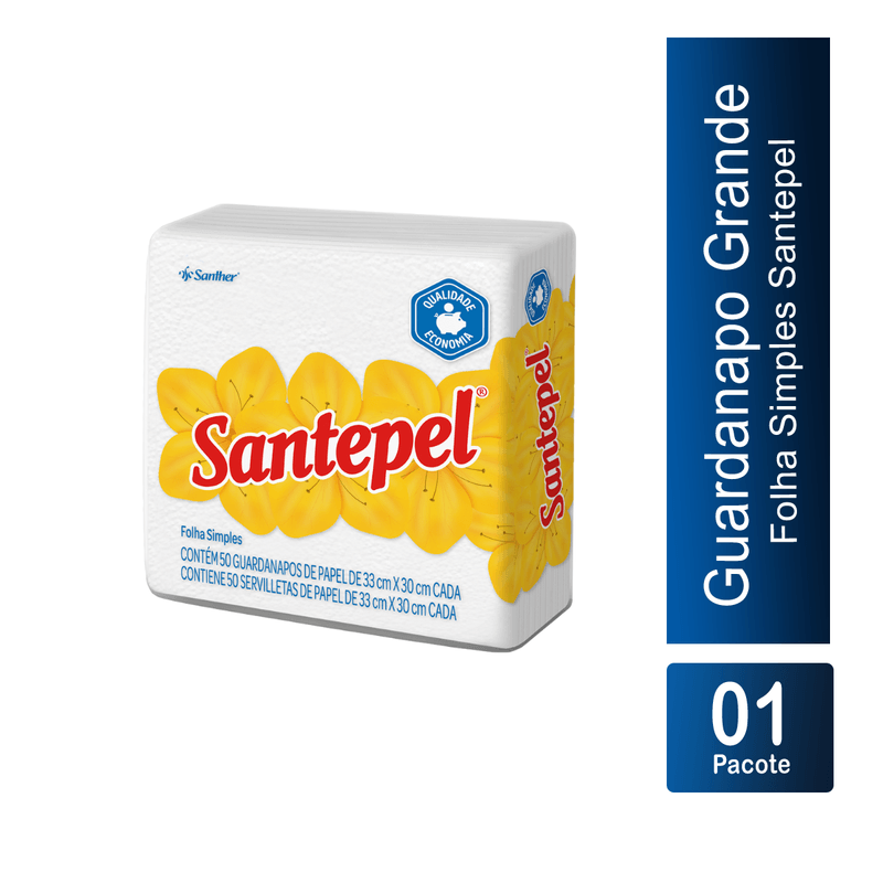 Guardanapo Folha Simples 33x30 com 50 Unidades Santepel 101186