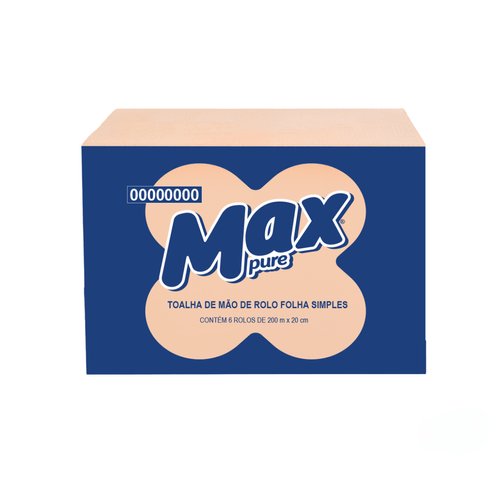 Papel Toalha Bobina Folha Simples 6x18,4x200 Max Pure