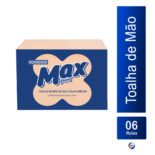 Papel Toalha Bobina Folha Simples 6x18,4x200 Max Pure