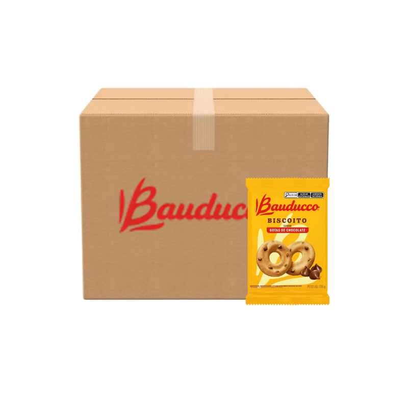 Biscoito Sache Amanteigado Leite com Gotas de Chocolate 400x11,8g Bauducco 102816