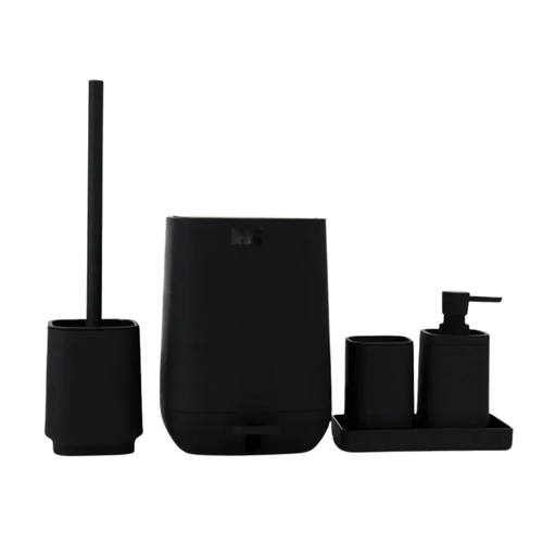Conjunto para Banheiro Square com 5 Peças Preto Nobre