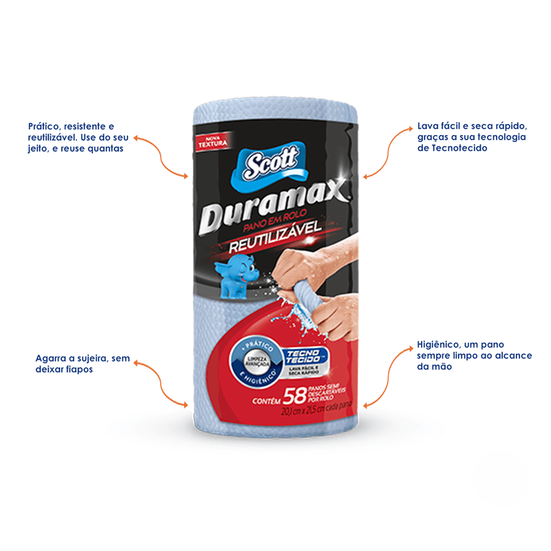 Pano Multiuso Azul Limpeza Avancada Duramax Scott 105546