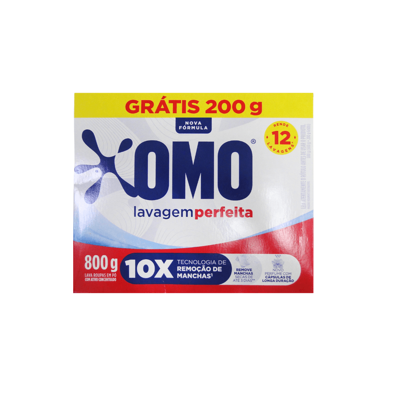 Lava Roupas em Po Promocional Lavagem Perfeita 800g Omo 103244