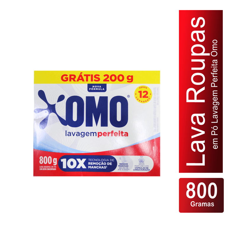 Sabao em Po Nao Desgasta os Tecidos Antirresiduos 800g Omo 103244