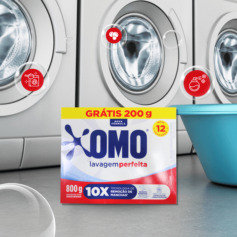 Sabao em Po Anti-Residuos Limpeza Imbativel Promocional 800g Omo 103244