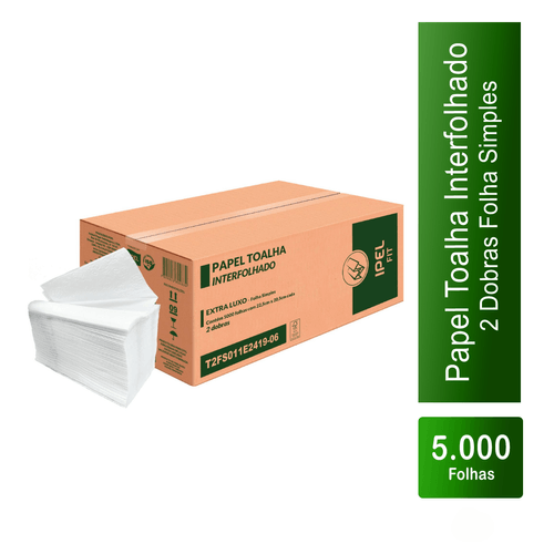 Papel Toalha Interfolha 2 Dobras Folha Simples Fit Extra Luxo 5.000 folhas Ipel