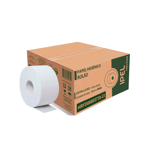 Papel Higiênico Rolão Folha Dupla 8x250m Ipel