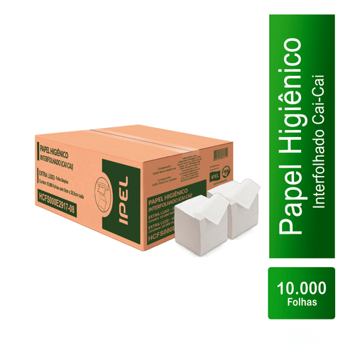 Papel Higiênico Interfolhado Folha Simples Extra Luxo 9x20,5 com 10.000 unidades Ipel