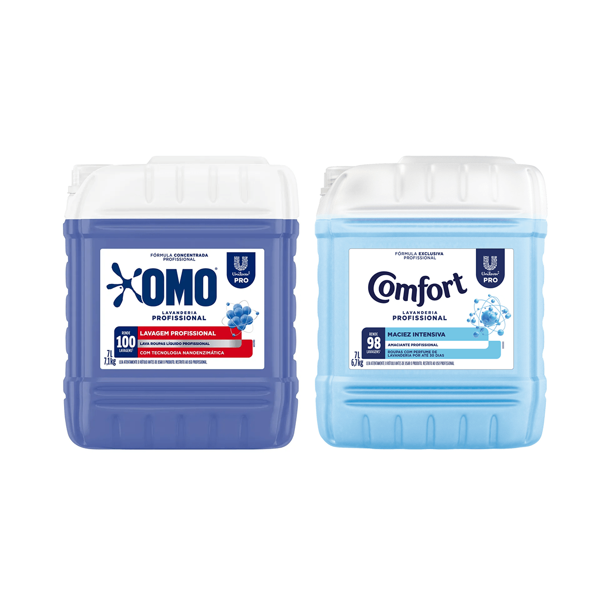 Kit Lava Roupas Lavanderia Pro Omo 7L + Amaciante Comfort 7L