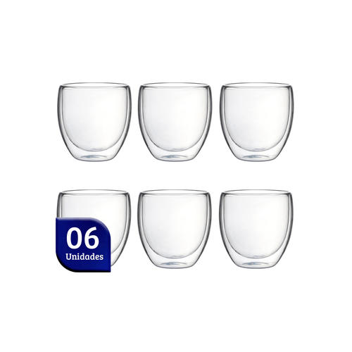 Kit 06 Copos de Vidro Borossilicato 80ml Nobre
