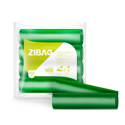 Saco para Lixo Médio Verde 100L com 100 unidades Zibag