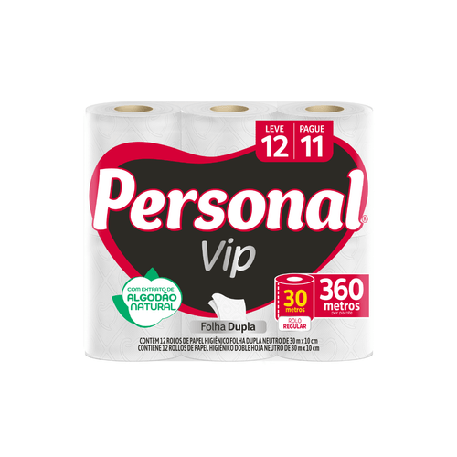 Papel Higiênico Folha Dupla Compacto Leve 12 Pague 11 Personal Vip