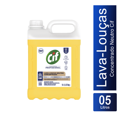 Lava-Louças Neutro Concentrado Profissional Sem Perfume 5L Cif
