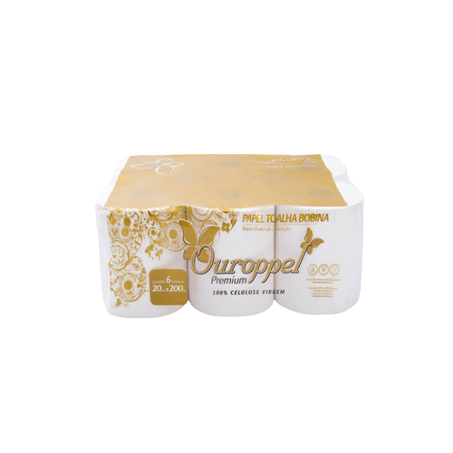 Papel Toalha Bobina Premium 6x20x200m Ouroppel