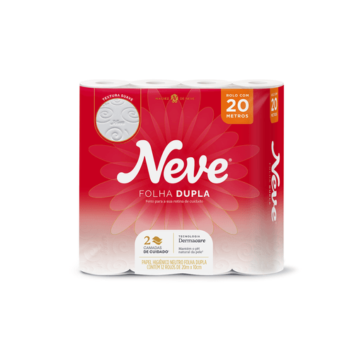 Papel Higiênico Folha Dupla 20m com 12 Rolos Neve