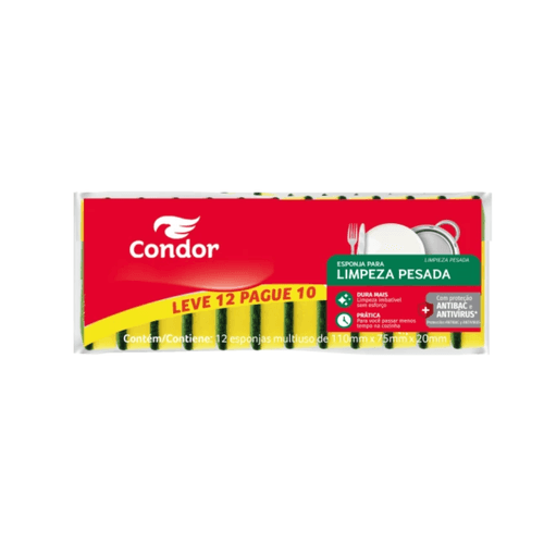 Esponja Dupla Face Verde e Amarela Leve 12 Pague 10 Condor