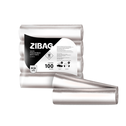 Saco para Lixo Branco Infectante 200L Reforçado com 100un Zibag