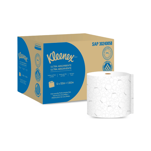 Papel Toalha Bobina Folha Simples 12x19,5x130m Airflex Kleenex