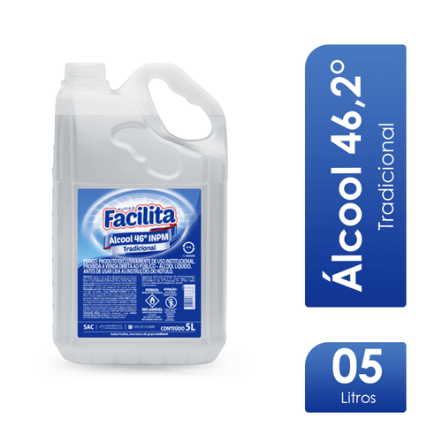Álcool Líquido 46,2° Tradicional 5L Facilita