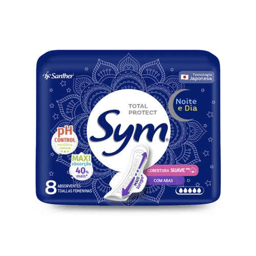 Absorvente Cobertura Suave com Abas 08 Unidades Sym