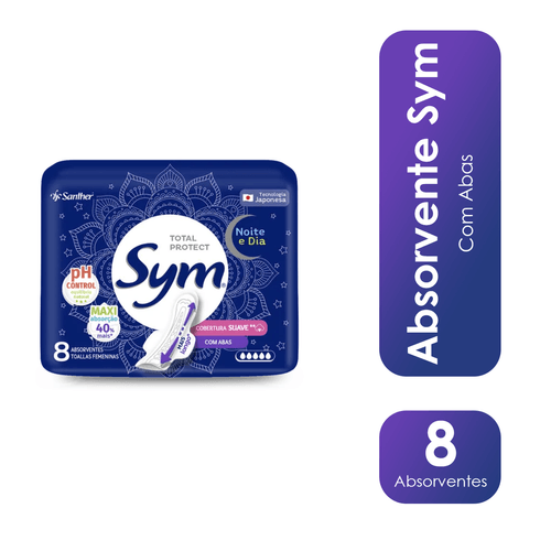 Absorvente Cobertura Suave com Abas 08 Unidades Sym