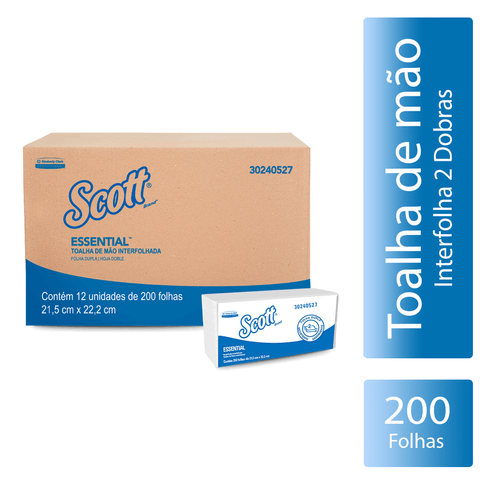 Papel Toalha Interfolha 2 Dobras Folha Dupla 21,5X22,2 com 2.400 Folhas Scott