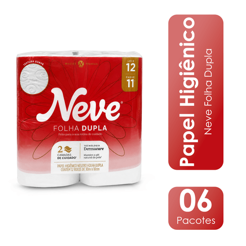 Papel Higiênico Folha Dupla 30m Leve 12 e Pague 11 Fardo 6x12 Neve