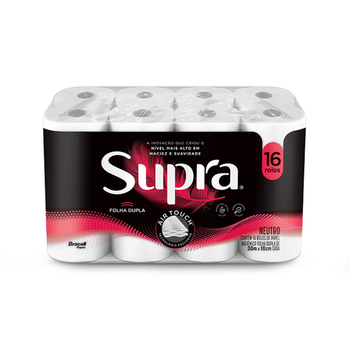 Papel Higiênico Folha Dupla 30m Fardo 4x16 Supra