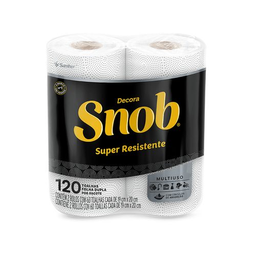 Papel Toalha Branca Decorada com 2 Rolos Snob