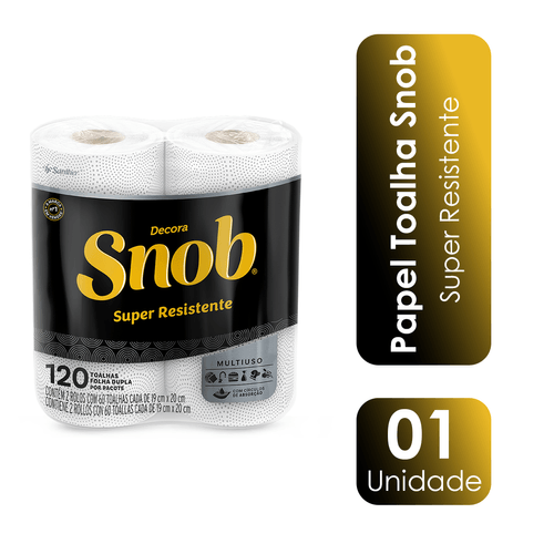 Papel Toalha Branca Decorada com 2 Rolos Snob