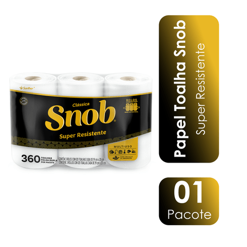 Papel Toalha Folha Dupla com 03 Rolos Snob