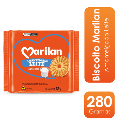 Biscoito Amanteigado Leite 280g Marilan