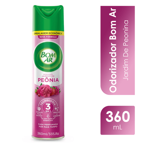 Odorizador Jardim de Peônia Embalagem Econômica 360ml  Bom Ar
