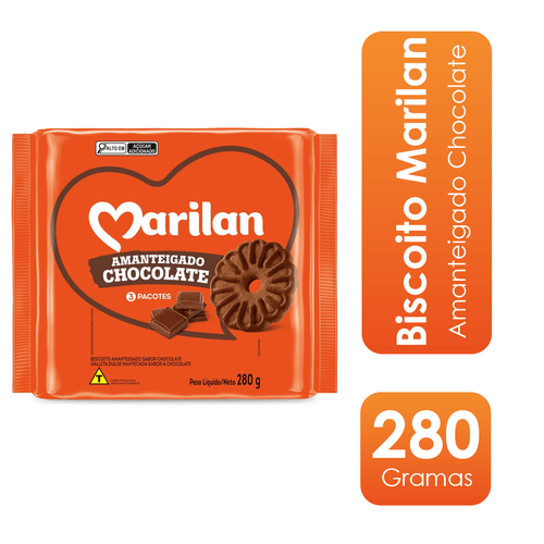 Biscoito Amanteigado Chocolate 280g Marilan