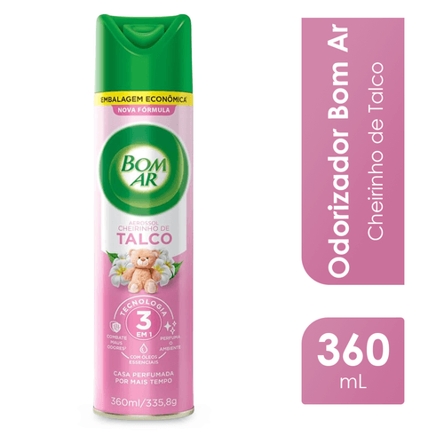 Odorizador Cheirinho de Talco Embalagem Econômica 360ml  Bom Ar