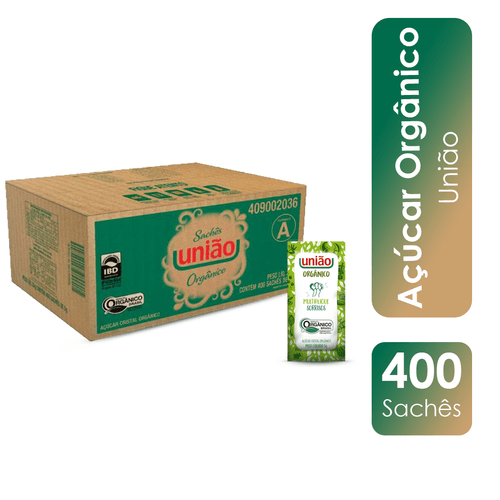 Açúcar Cristal Orgânico Sachê 400 Unidades União