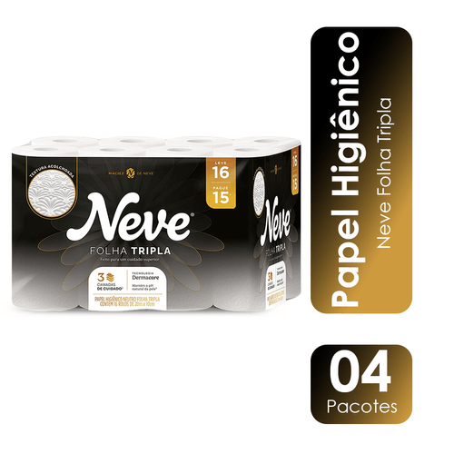 Papel Higiênico Folha Tripla 20m Leve 16 e Pague 15 Fardo 4x16 Neve