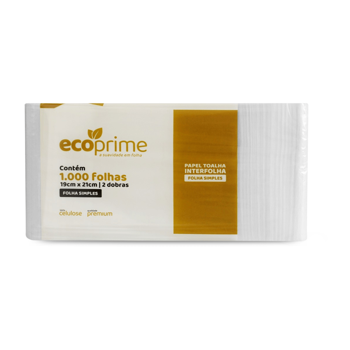 Papel Toalha Interfolha Folha Simples 19cm X 21cm com 1.000 Unidades Ecoprime