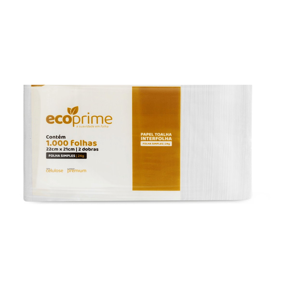 Papel Toalha Interfolha Folha Simples 22cm X 21cm com 1.000 Unidades Ecoprime