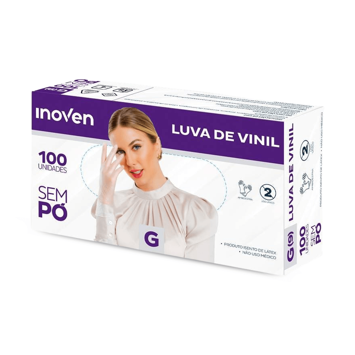 Luva Viníl Sem Pó G 100 Unidades Inoven
