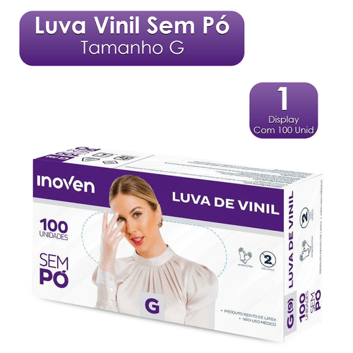 Luva Viníl Sem Pó G 100 Unidades Inoven