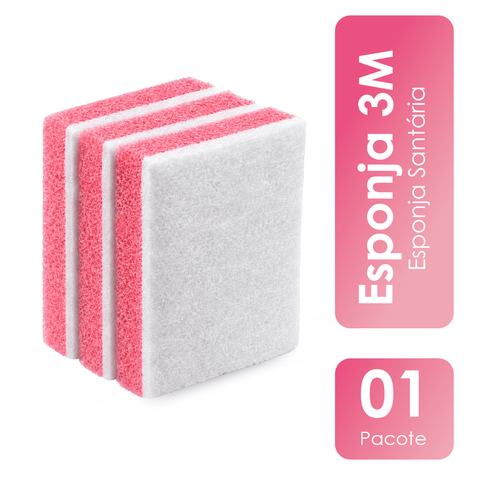 Esponja Sanitária Rosa e Branca com 3 unidades 3M