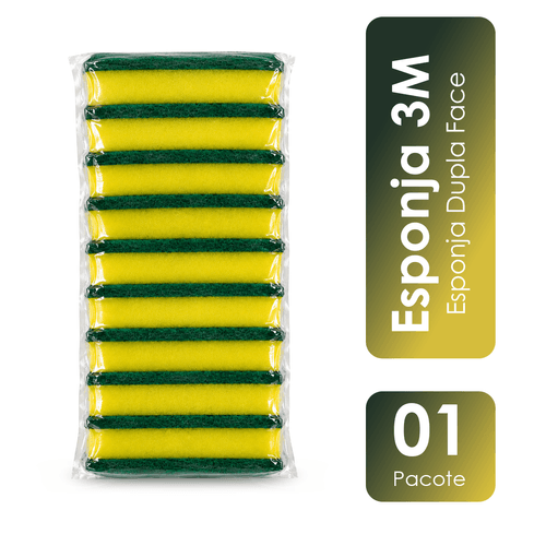 Esponja Dupla Face Verde e Amarela 3M com 10 unidades Scotch-Brite