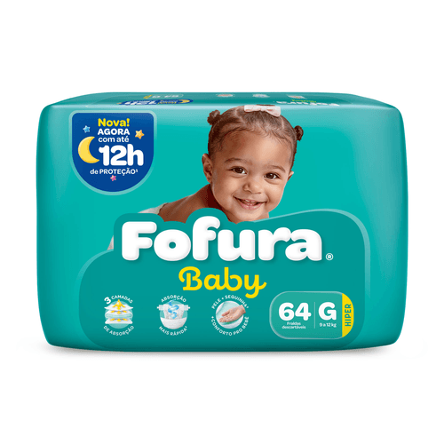 Fralda Descartável Fofura Baby Hiper G com 64 Unidades