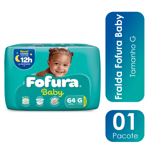 Fralda Descartável Fofura Baby Hiper G com 64 Unidades