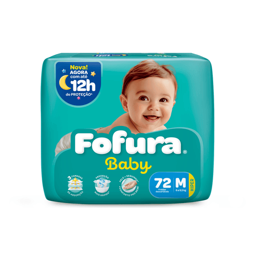 Fralda Descartável Fofura Baby Hiper M com 72 Unidades