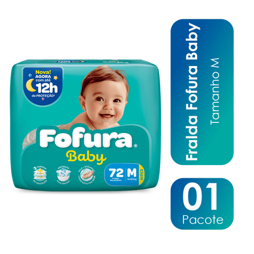 Fralda Descartável Fofura Baby Hiper M com 72 Unidades